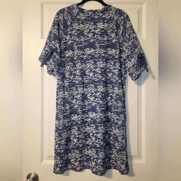 Neon Buddha Blue Patterned Dress Sustainable Eco Friendly Size Medium Bow - Picture 2 of 8